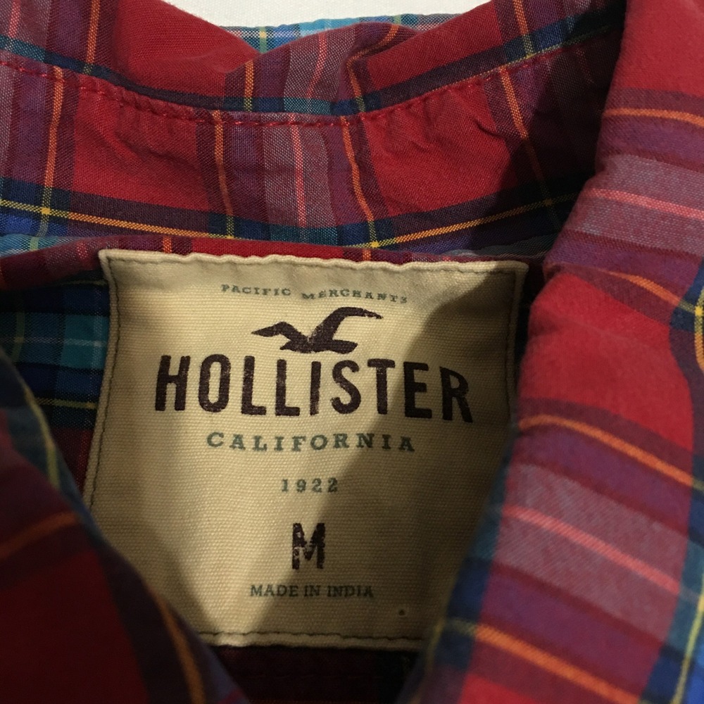 Lot of 2 Hollister Long Sleeve Button Down Shirts Mens Medium Blue Plaid Y2K - Picture 8 of 11